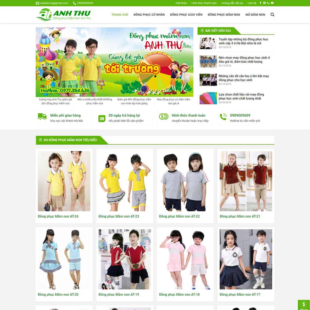 Theme WordPress dịch vụ đồng phục