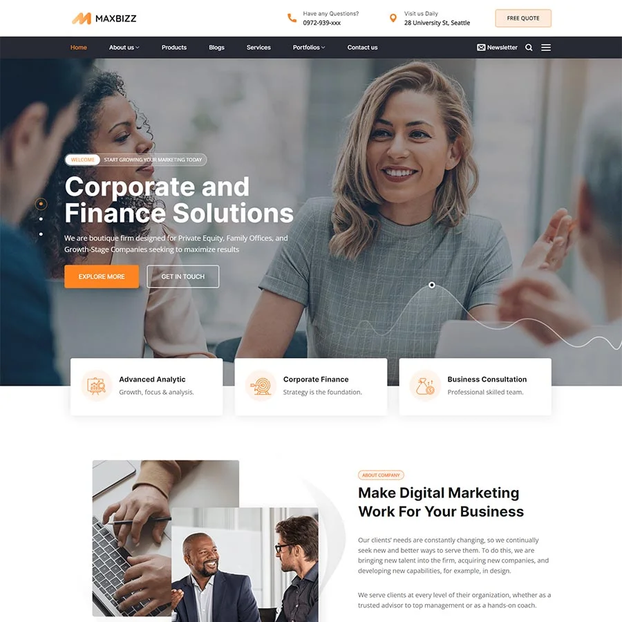Theme WordPress giới thiệu công ty đa ngành