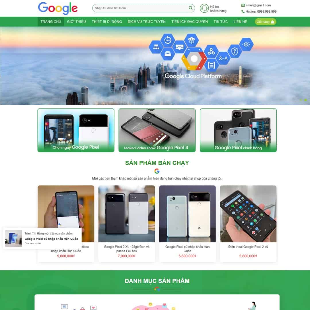 Theme WordPress bán hàng, dịch vụ google shop