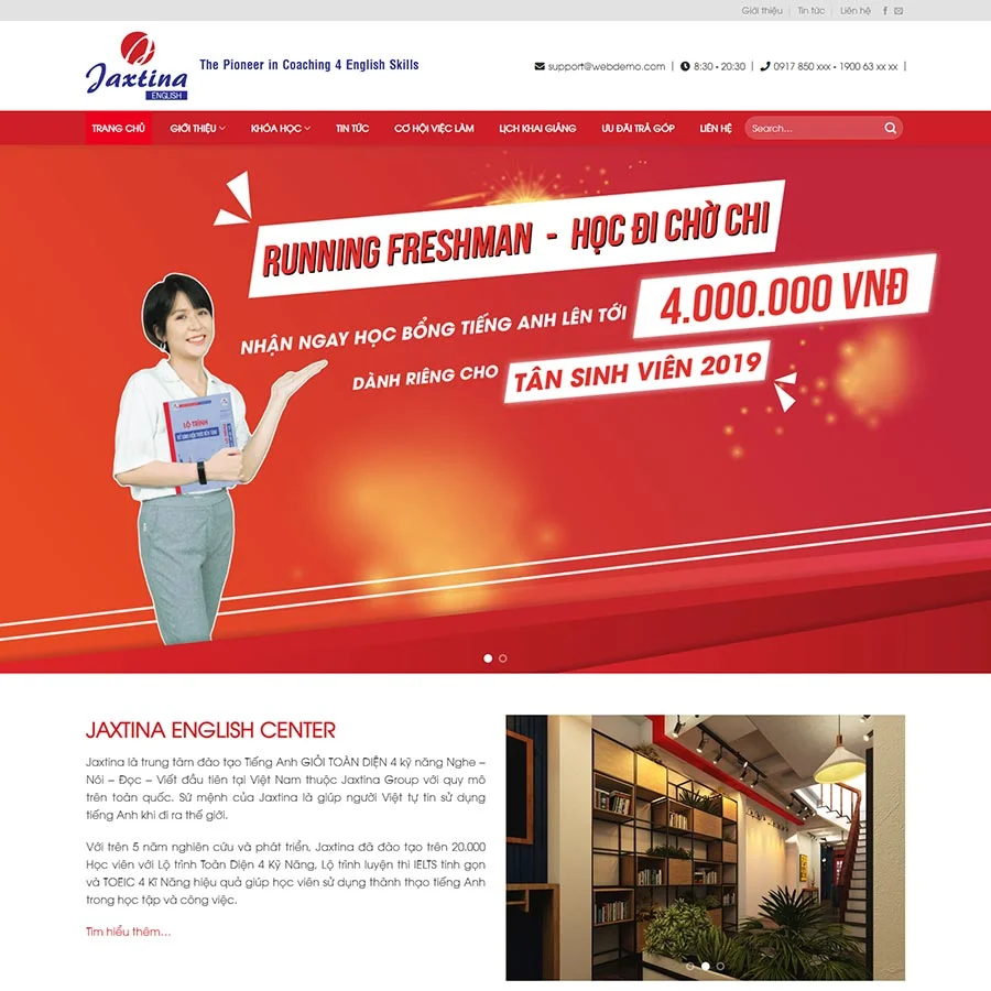 Theme WordPress trung tâm học tiếng anh