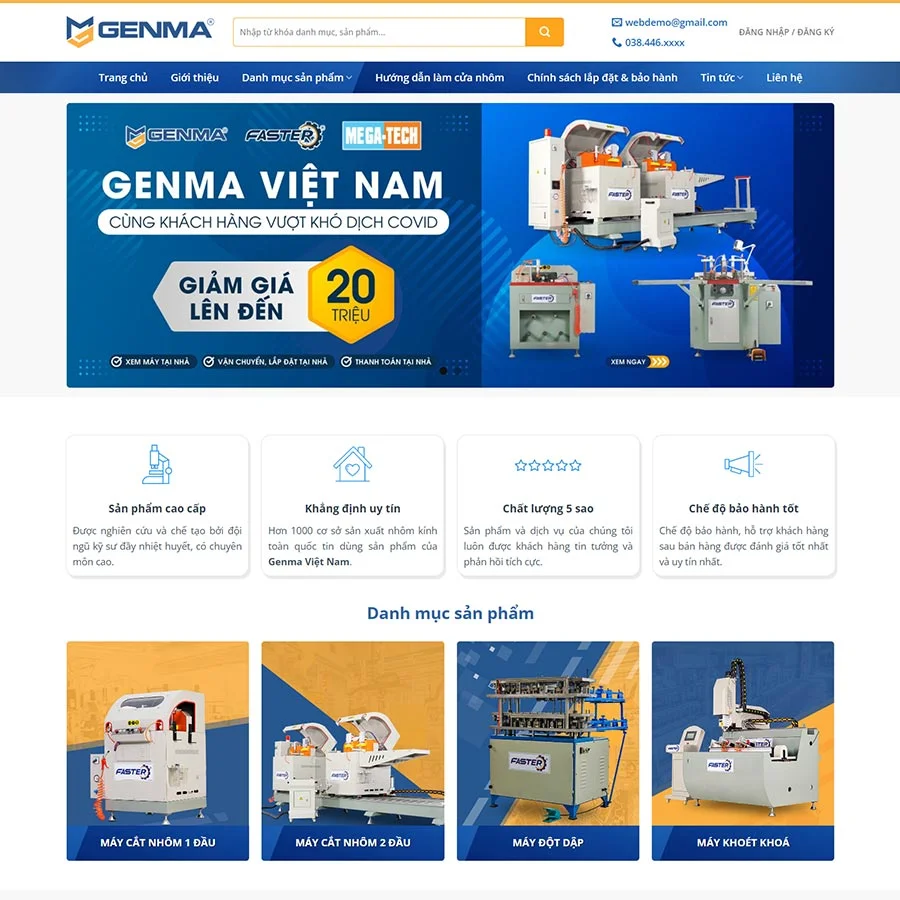 Theme WordPress công ty bán máy cắt, máy cơ khí