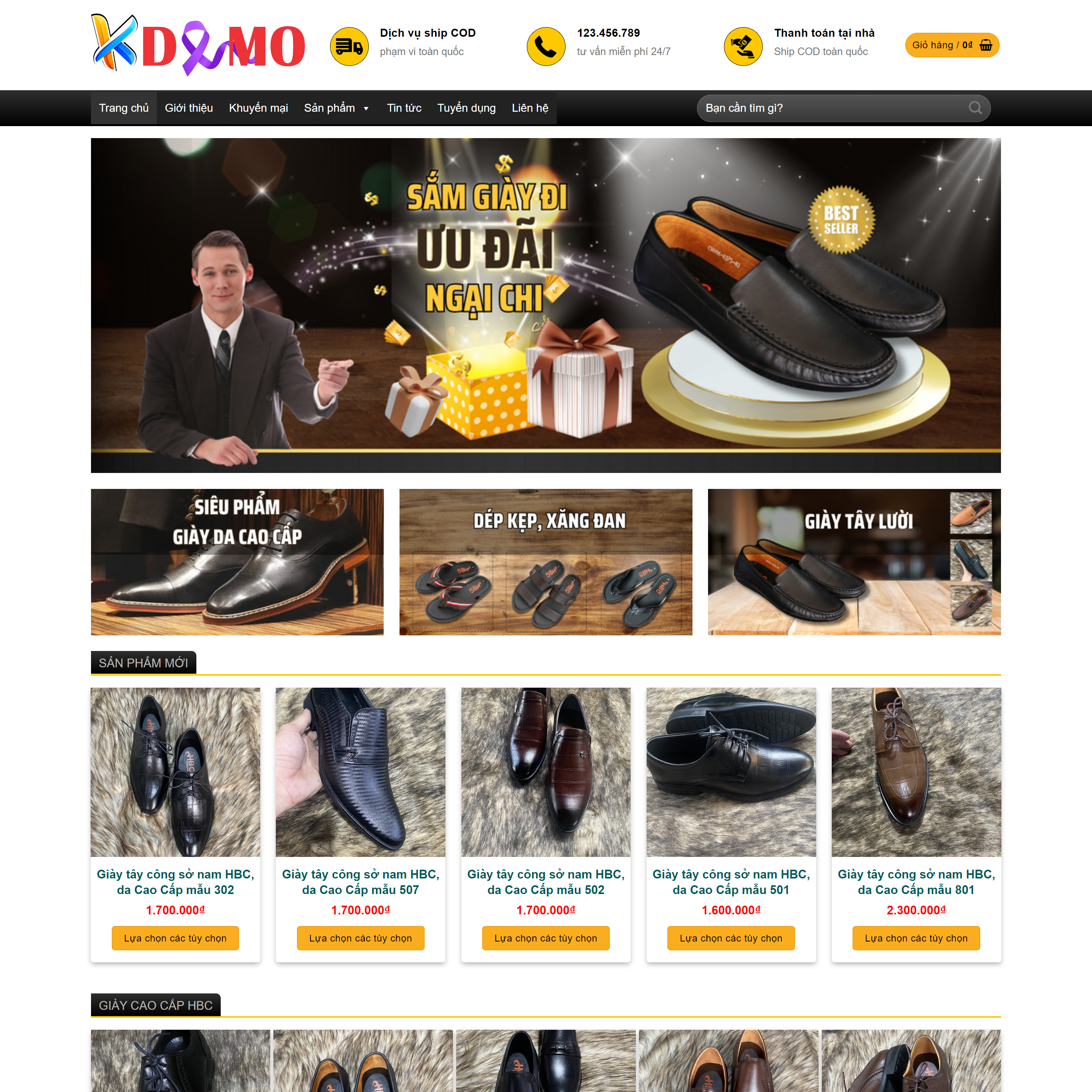 Theme WordPress bán Giày nam